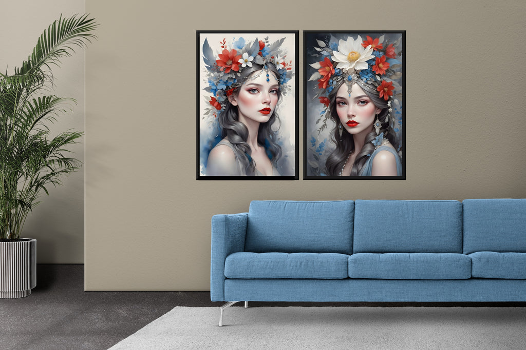 Ethereal Beauty Floral Portraits - 24x36 - Framed Posters