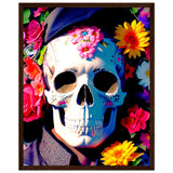 Mystical Bloom - Premium Floral Skull Poster - 40x50 cm 16x20″ Dark wood frame - Wooden Framed Posters