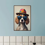 Gift a Smile – Funky Dog Wall Poster - Dark wood frame - Wooden Framed Posters