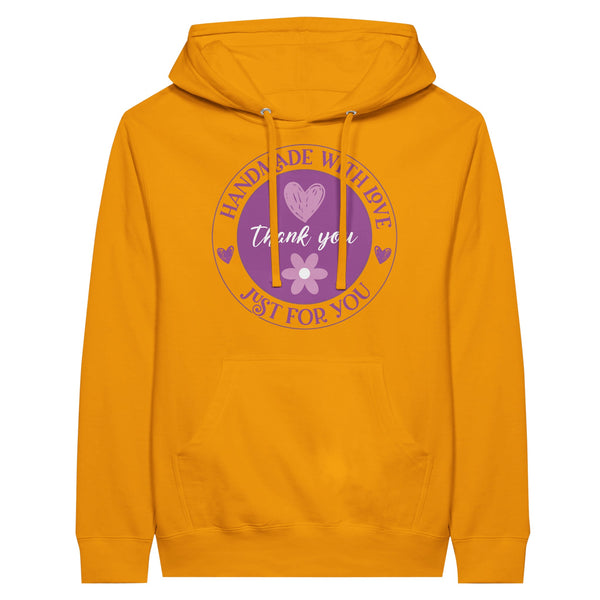 Heartfelt Blossoms Premium Unisex Pullover Hoodie - Gold M - Hoodies