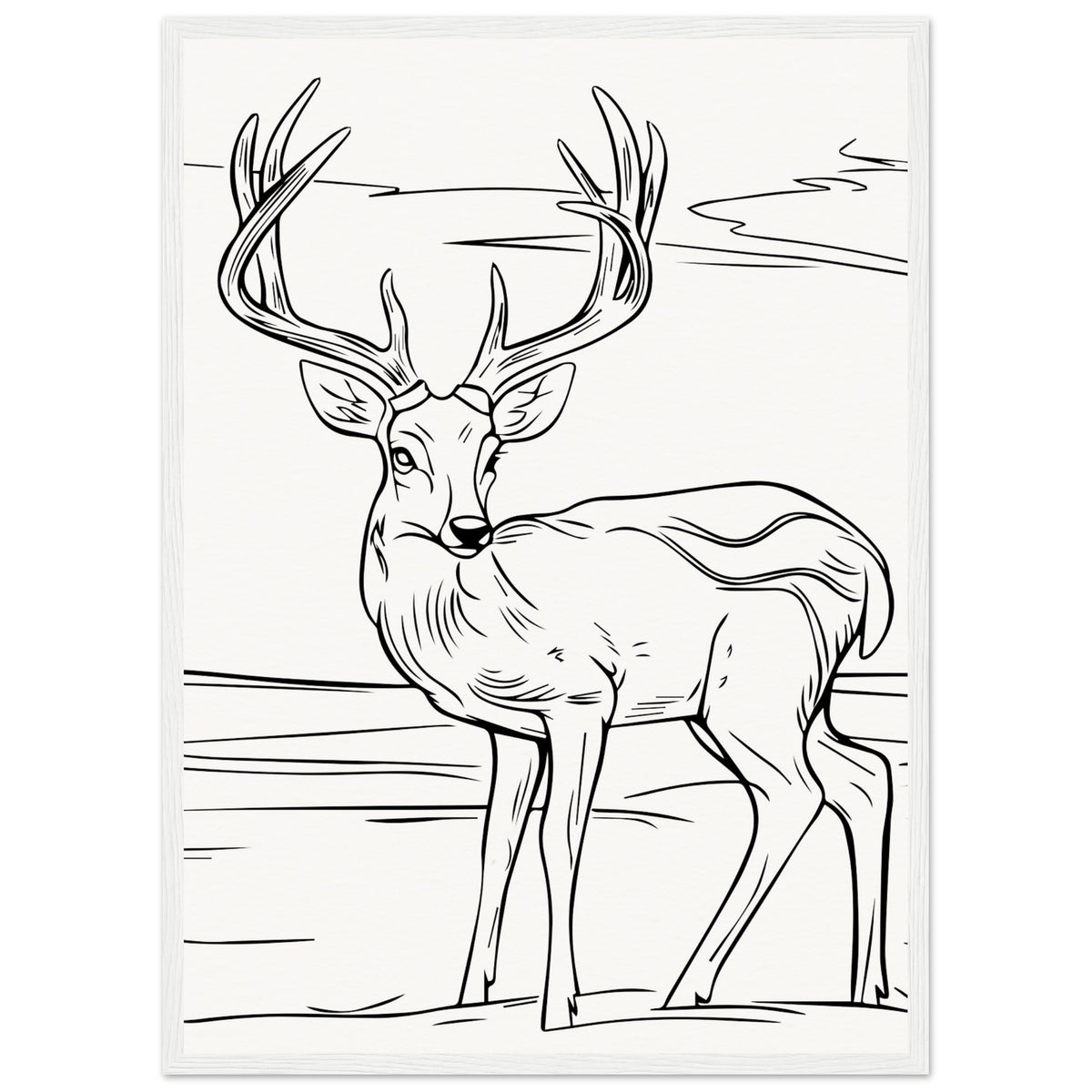 Elegance in Nature - Deer in Line - 50x70 cm 20x28″ White frame - Wooden Framed Posters