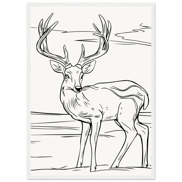 Elegance in Nature - Deer in Line - 50x70 cm 20x28″ White frame - Wooden Framed Posters