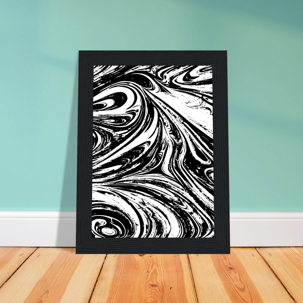 Black & White Swirl - Premium Matte Framed Poster - - Metal Framed Posters