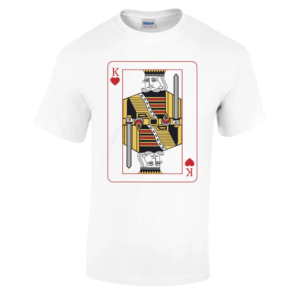 Playing Cards- K- Heavyweight Unisex Crewneck T-shirt - White XL Hearts - Print Material