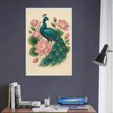 Peacock & Lotus Harmony – Wooden Framed Wall Art Gift - - Wooden Framed Posters