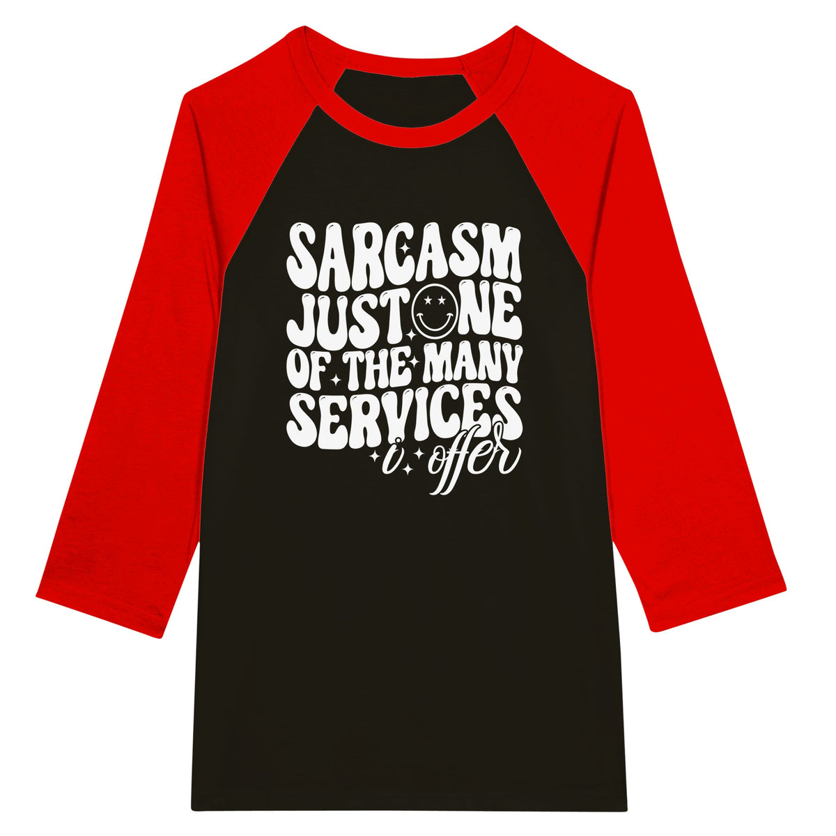 Embrace Sarcasm - Wear Your Wit with Our Unisex Raglan T-shirt! - Black and Red - T-shirts