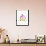 Cupcake Delight - Minimalist Pink Frosting Art - - Wooden Framed Posters