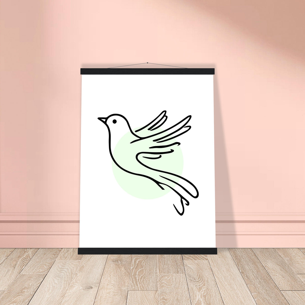 Serene Wings - Bird Art Poster with Magnetic Wooden Hanger - 45x60 cm 18x24″ Black wall hanger - Posters With Hanger