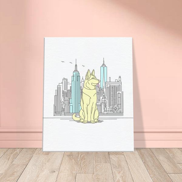 Urban Paws - Dog and Cityscape Canvas - - Canvas Prints