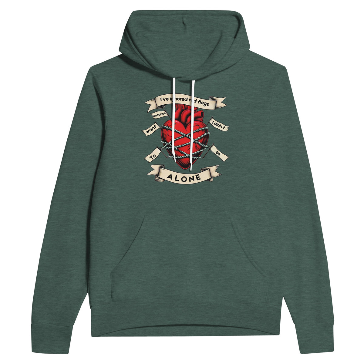 Heartfelt Confessions - Wearing Your Heart on Your Sleeve - Heather Forest - Hoodies