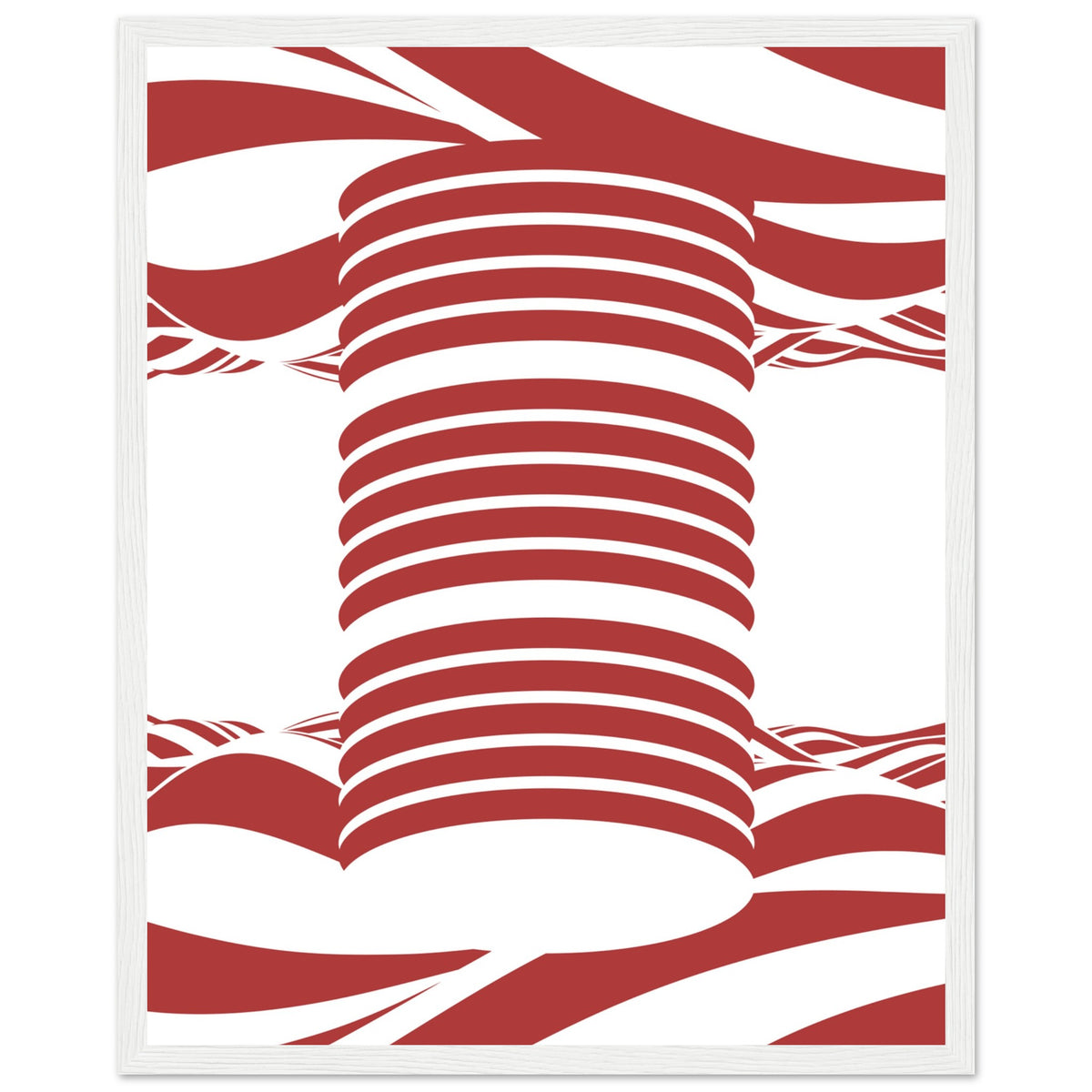 Twist of Elegance - Striking Red & White Art - 40x50 cm 16x20″ White frame - Framed Posters