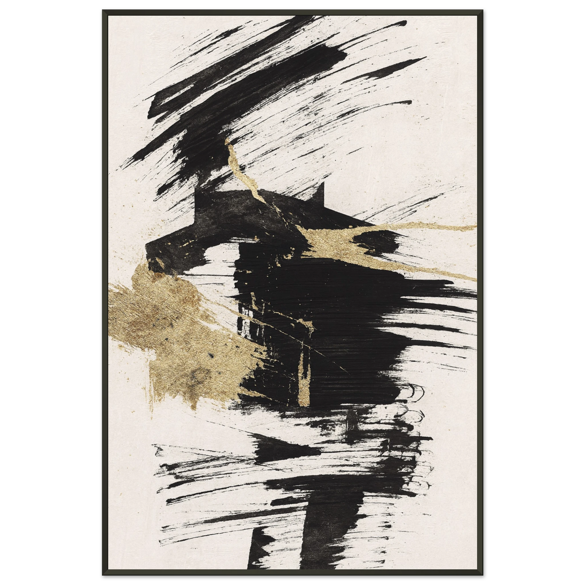 Abstract Gold Strokes – Premium Metal Framed Poster Gift - - Metal Framed Posters