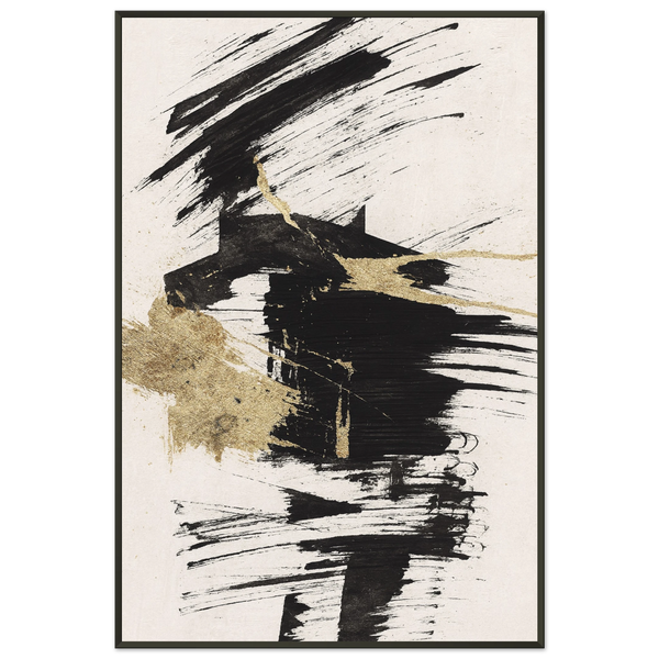 Abstract Gold Strokes – Premium Metal Framed Poster Gift - - Metal Framed Posters