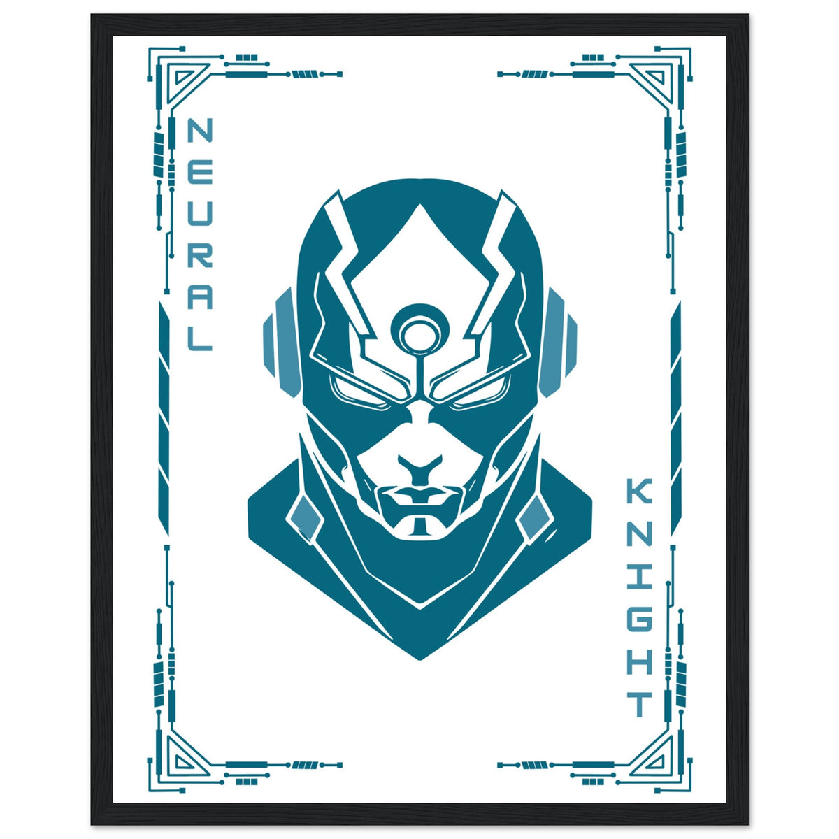 Transform Your Space - "Proton, Neural, Quantum Knights" Poster Set - 40x50 cm 16x20″ Black frame Neural Knight - Wooden Framed Posters