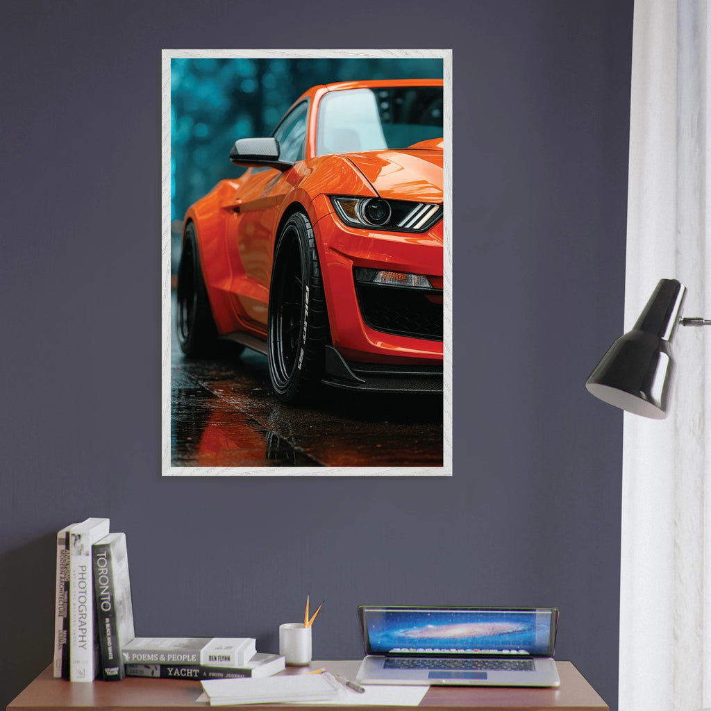 Red Sports Car Wooden Poster – Gift of Speed & Style - - Wooden Framed Posters