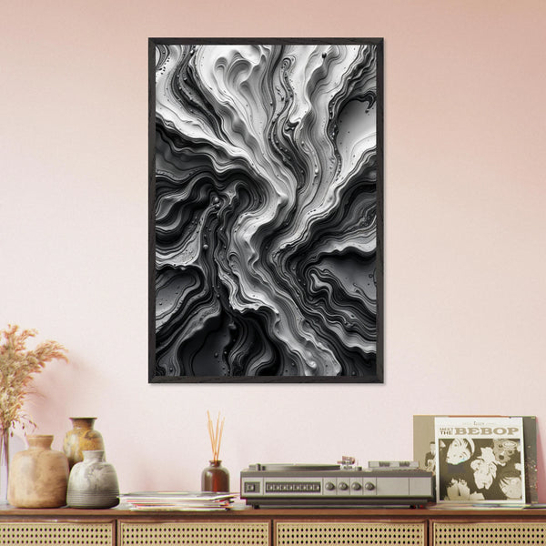 Abstract Noir Wooden Framed Poster - Black frame - Wooden Framed Posters