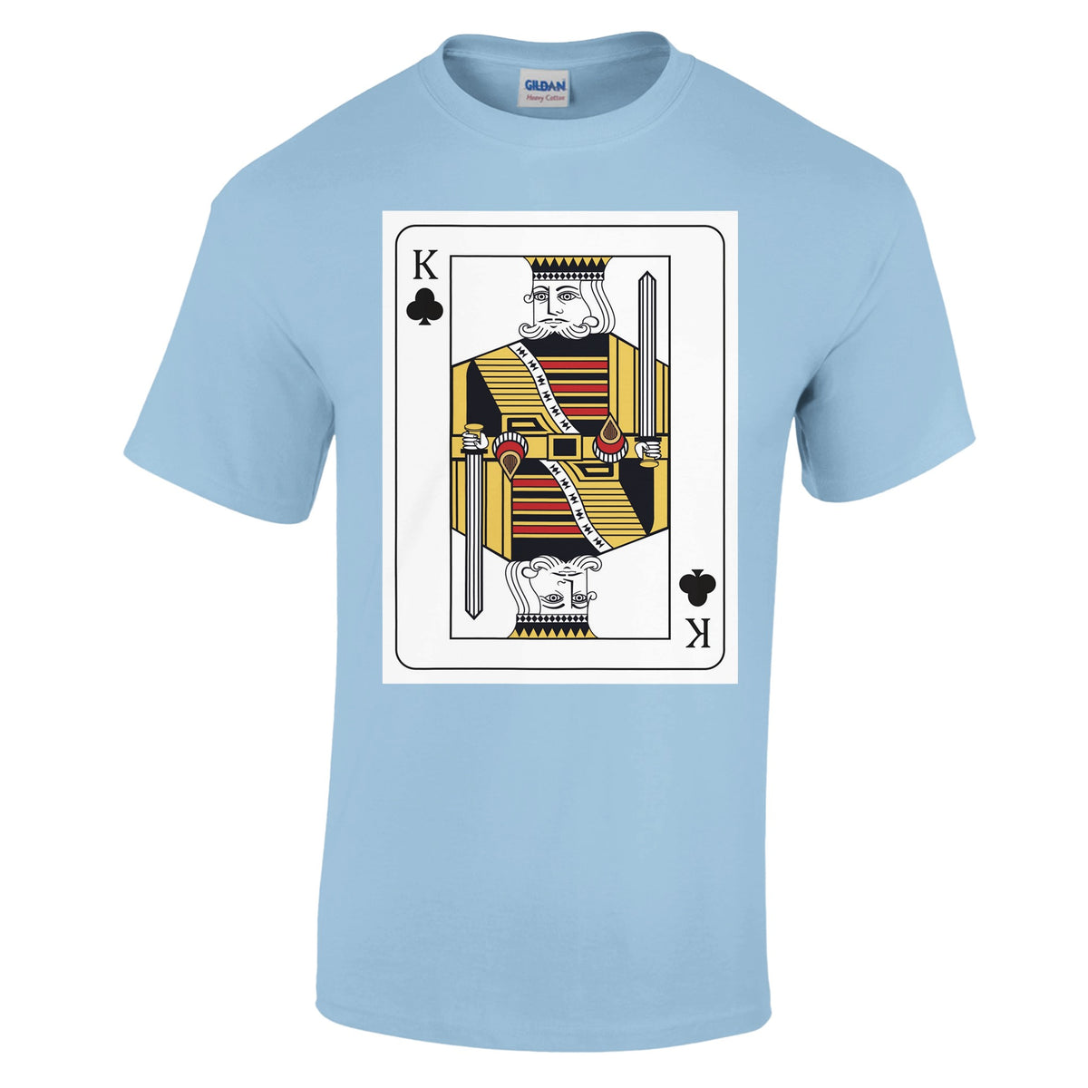 Playing Cards- K- Heavyweight Unisex Crewneck T-shirt - Light Blue XL Clubs - Print Material