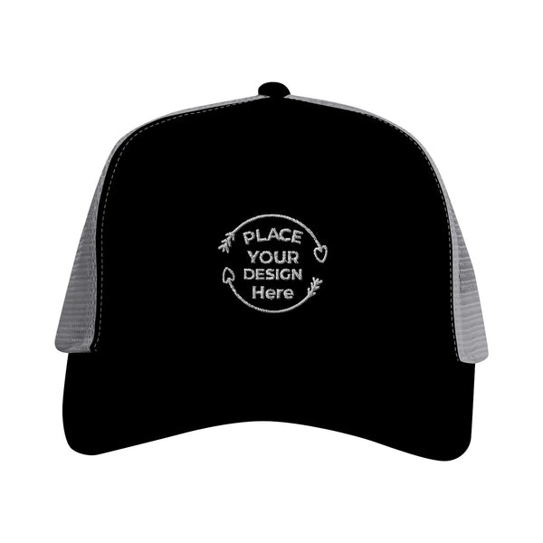 Classic Customizable Trucker Style with Modern Comfort - Black And Light Grey - Snapback Trucker