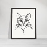 Timeless Cat Line Art - Natural Wood Framed Elegance - 40x50 cm 16x20″ Black frame - Wooden Framed Posters