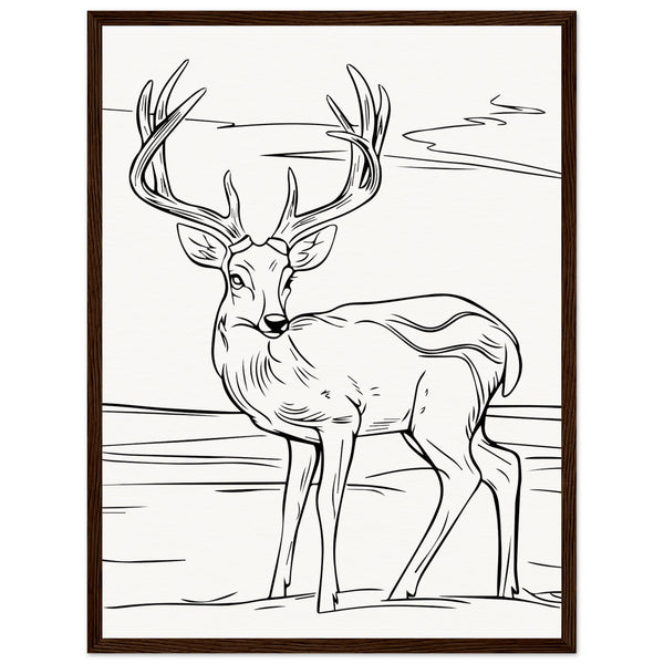 Elegance in Nature - Deer in Line - 45x60 cm 18x24″ Dark wood frame - Wooden Framed Posters