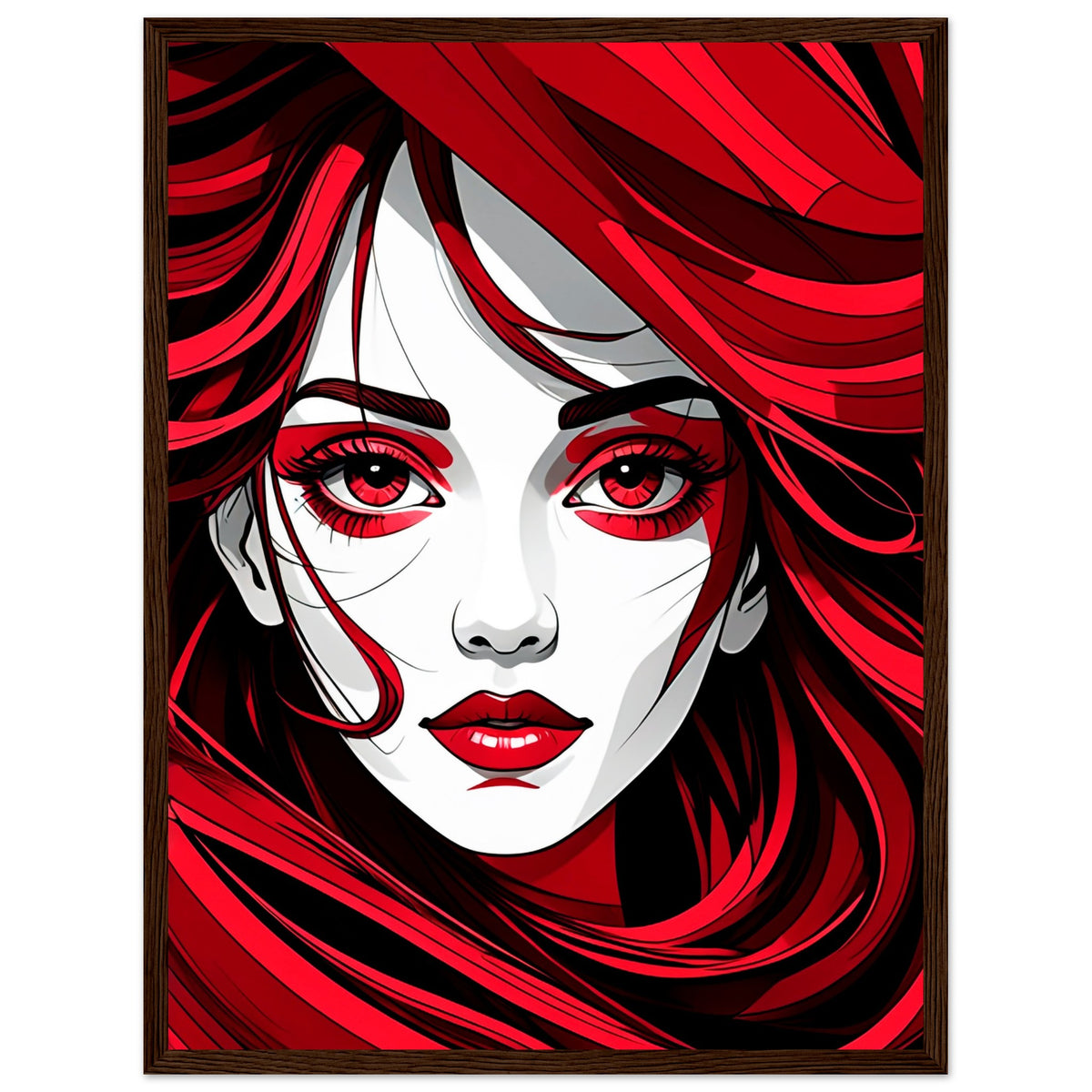 Red Passion - Art That Speaks - 45x60 cm 18x24″ Dark wood frame - Framed Poster