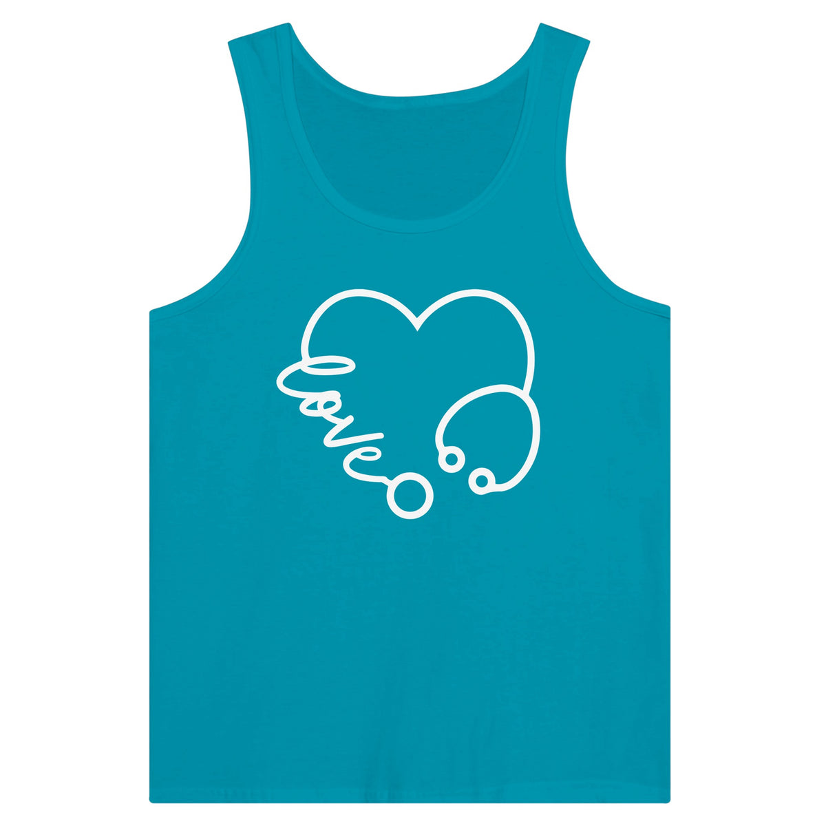 Endless Affection - Heart 'Love' Cotton Tank - Teal - Tank Tops