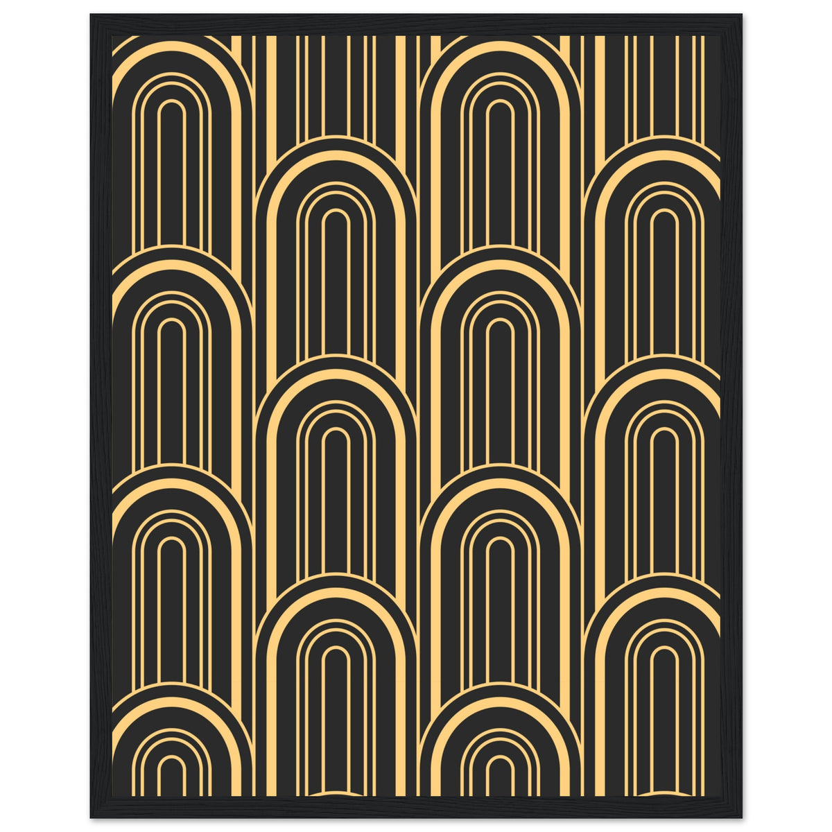 Timeless Elegance - Black and Gold Art Deco Masterpiece - 40x50 cm 16x20″ Black frame - Framed Posters