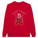 Heartfelt Warning - Unfriendly Teddy - Red - Crewneck Sweatshirts