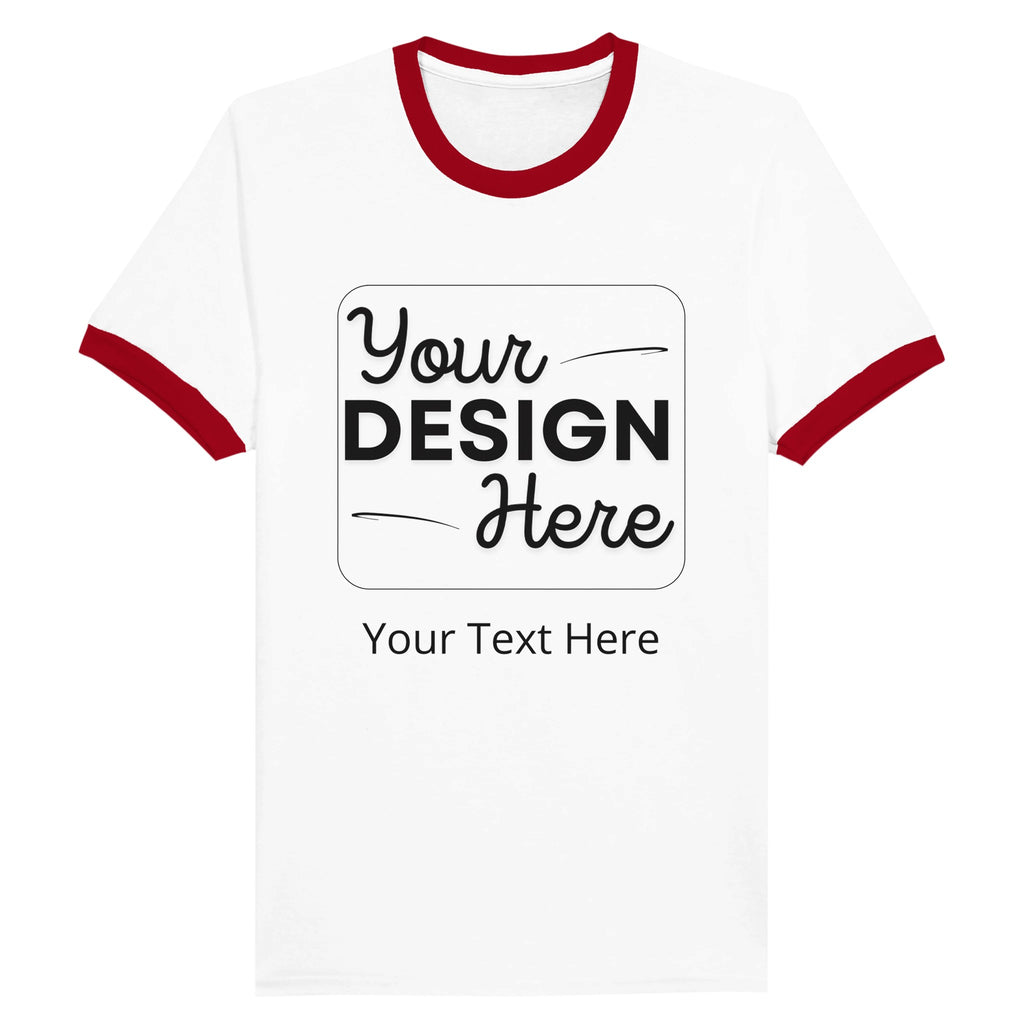 Elevate Your Style - Customizable Unisex Ringer T-Shirt - White and Red - T-shirts