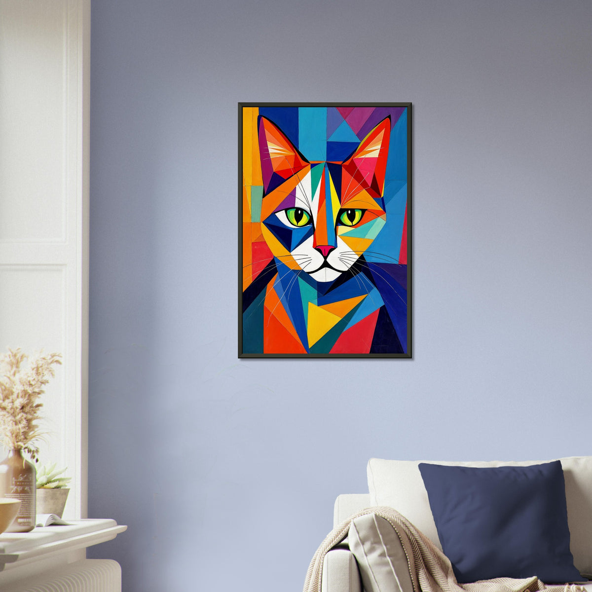 Colorful Cat - A Geometric Masterpiece - 40x60 cm 16x24″ - Framed Posters