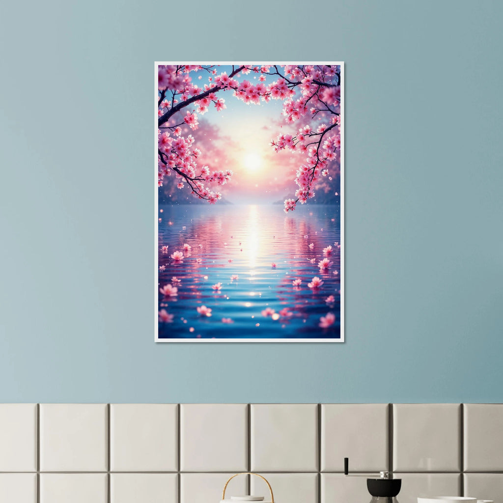 Romantic Lake View – Wall Art Gift for Her - White frame - Wooden Framed Posters