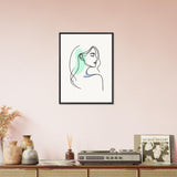 Elegance in Line - Minimalist Female Profile Art - 45x60 cm 18x24″ Black frame - Wooden Framed Posters