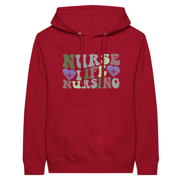 Heartfelt Nursing Life Premium Unisex Pullover Hoodie - Red - Print Material