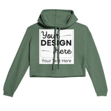 Ultimate Style - Women's Raw Hem Customizable Cropped Hoodie - Military Green M - Print Material