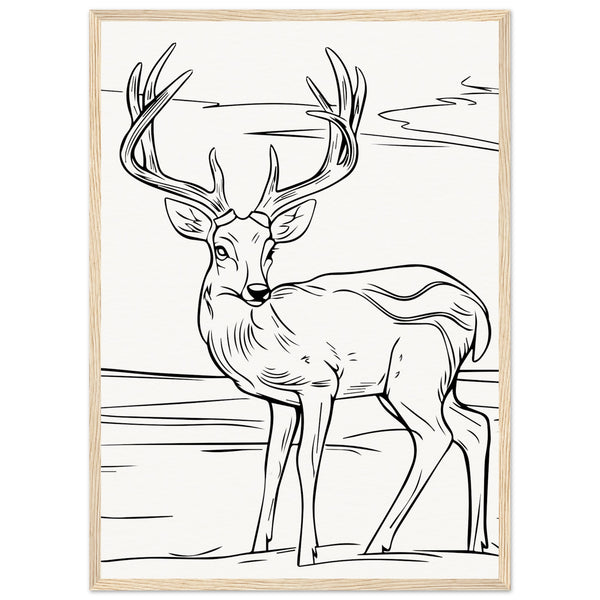 Elegance in Nature - Deer in Line - 50x70 cm 20x28″ Wood frame - Wooden Framed Posters