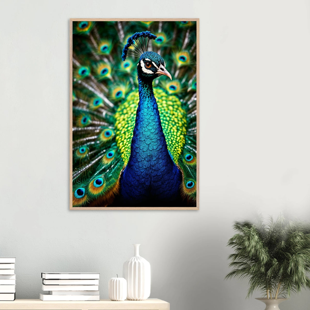 Peacock Glory Framed Poster – Exotic Wall Decor Gift - Wood frame - Wooden Framed Posters