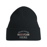 Fashion Meets Sustainability - Organic Customizable Cuffed Beanie - Black - Beanies