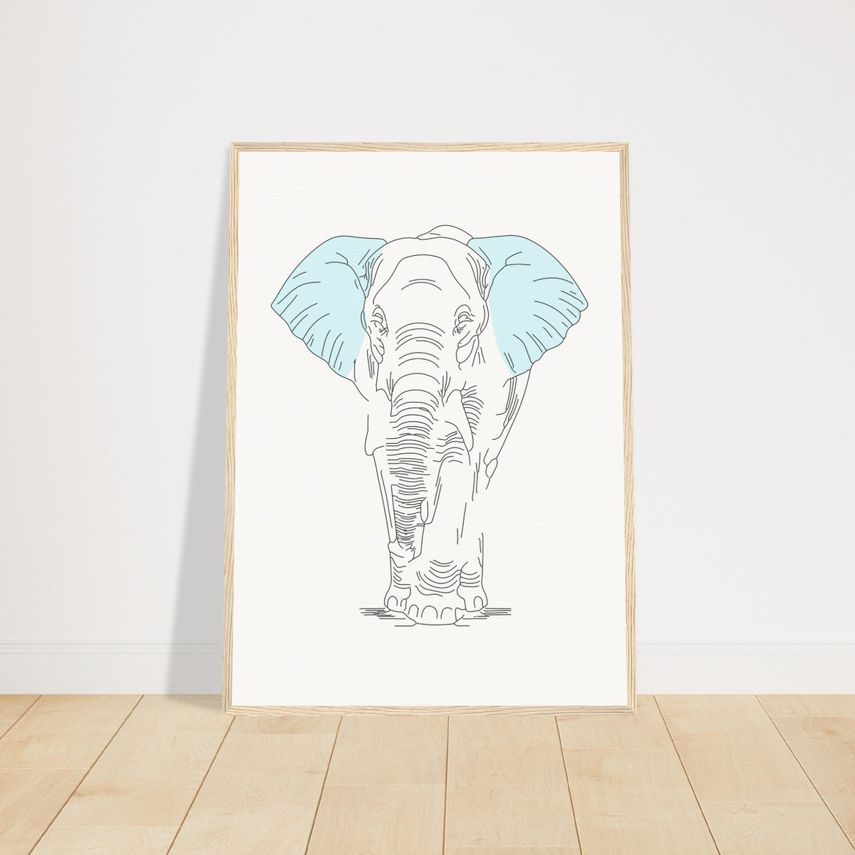 Sublime Serenity - Elephant in Pastel - 50x70 cm 20x28″ Wood frame - Wooden Framed Posters