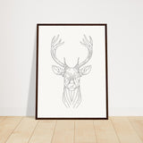 Nature's Grace - Deer Illustration - 45x60 cm 18x24″ Dark wood frame - Wooden Framed Posters