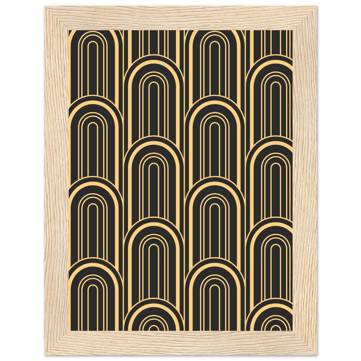 Timeless Elegance - Black and Gold Art Deco Masterpiece - 15x20 cm 6x8″ Wood frame - Framed Posters