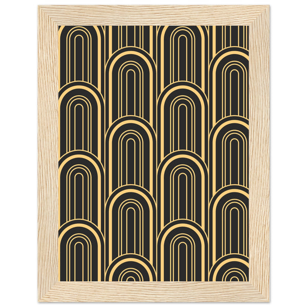 Timeless Elegance - Black and Gold Art Deco Masterpiece - 15x20 cm 6x8″ Wood frame - Framed Posters