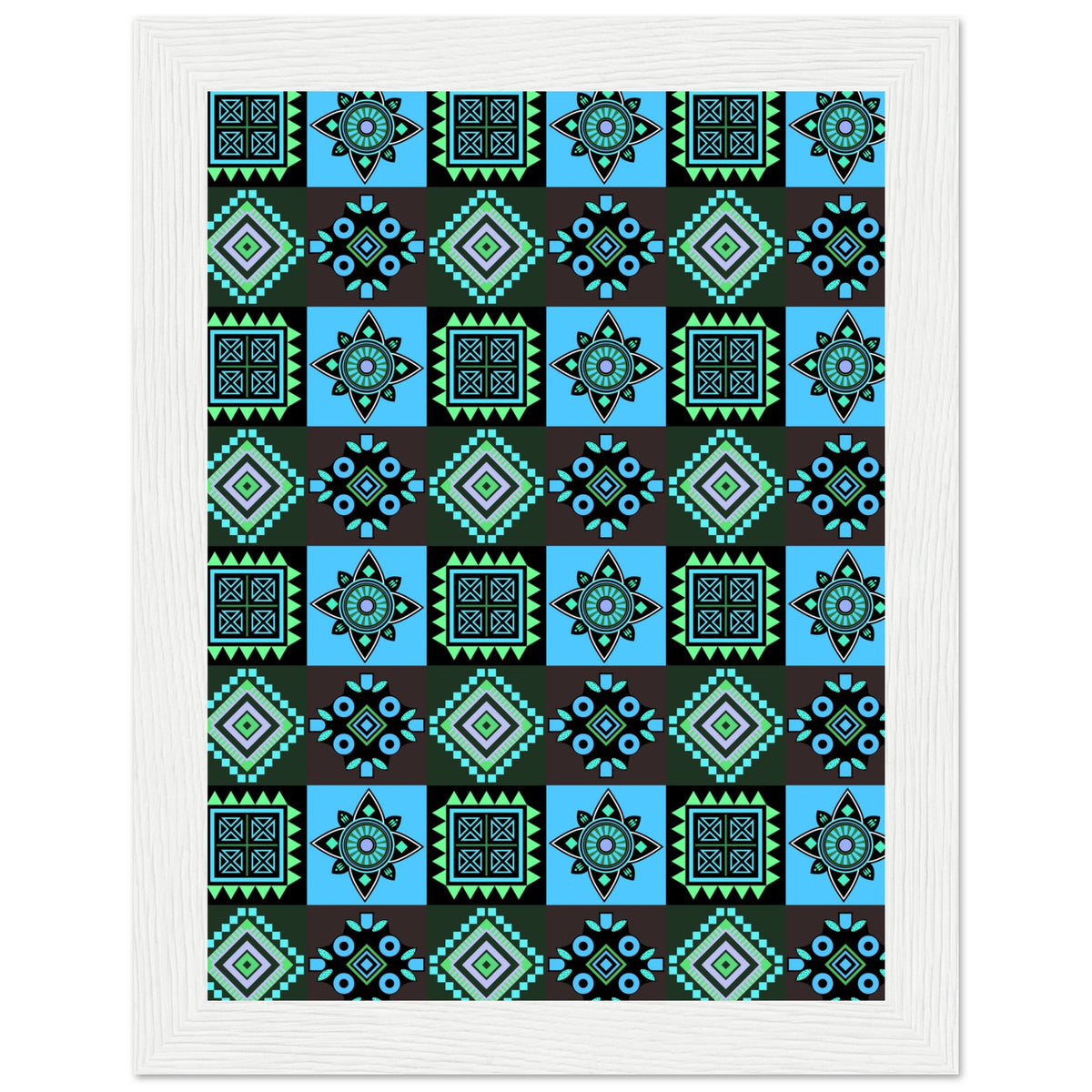 Symmetry in Blue - Luxurious Framed Print - 15x20 cm 6x8″ White frame - Wooden Framed Posters