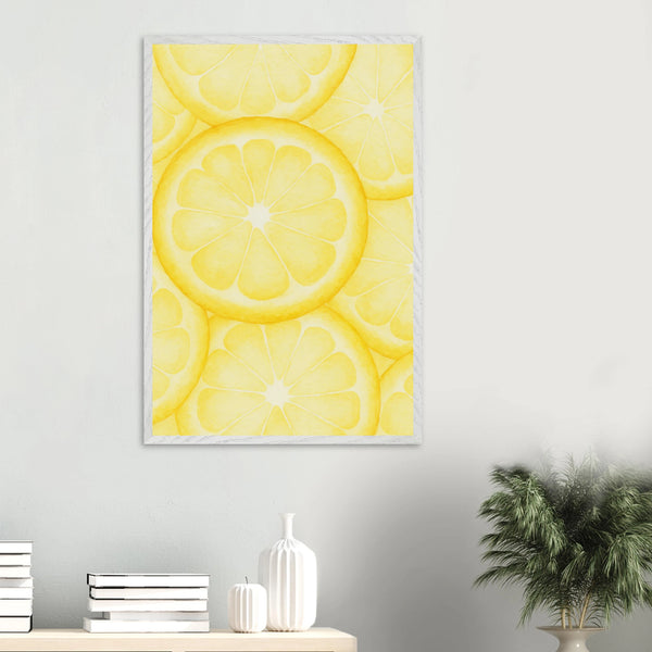 Bright Lemon Wooden Framed Poster for Gifting - - Wooden Framed Posters