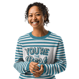 You're the Best - Cozy Striped Knit Sweater for Everyday Positivity - - Sweatshirts