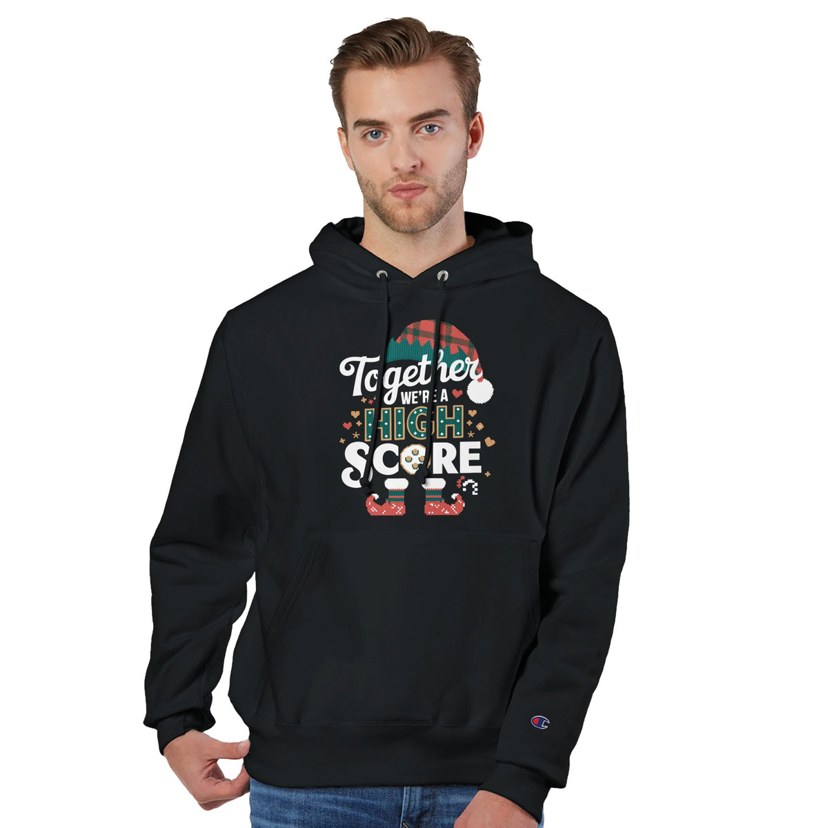 Champion Unisex Hoodie – Score Big Together - Black - Hoodies
