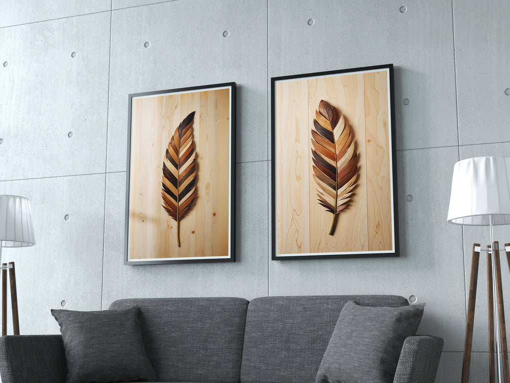 Serene Silhouettes - Feather Art - 20x30 - Framed Posters