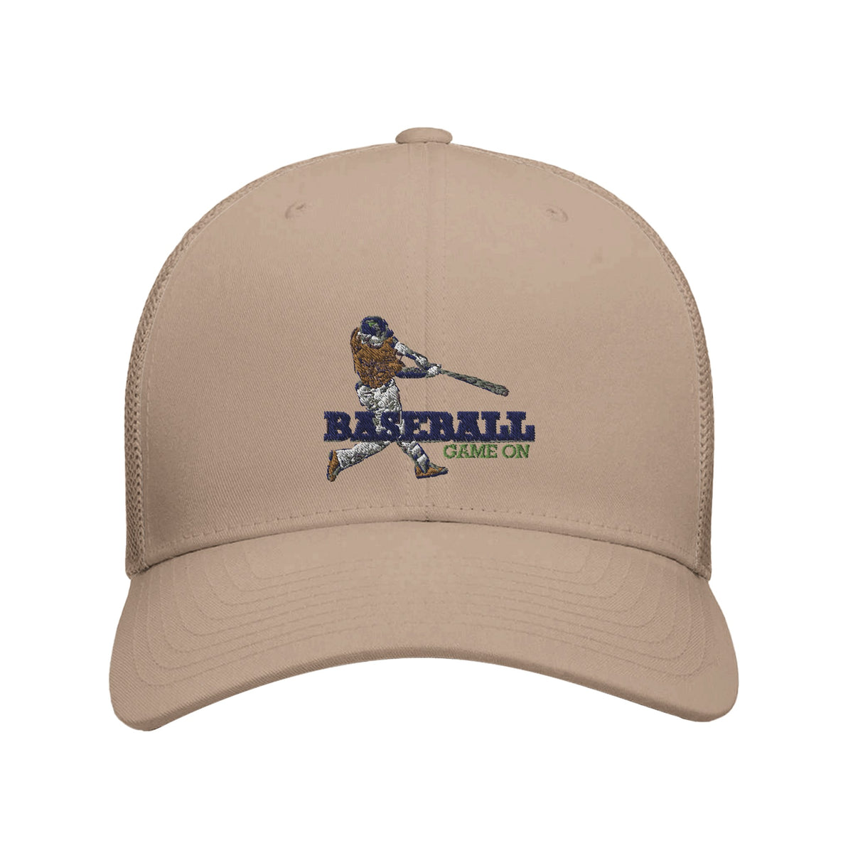 Play Ball in Style - Baseball Game On Cap - Khaki - Print Material