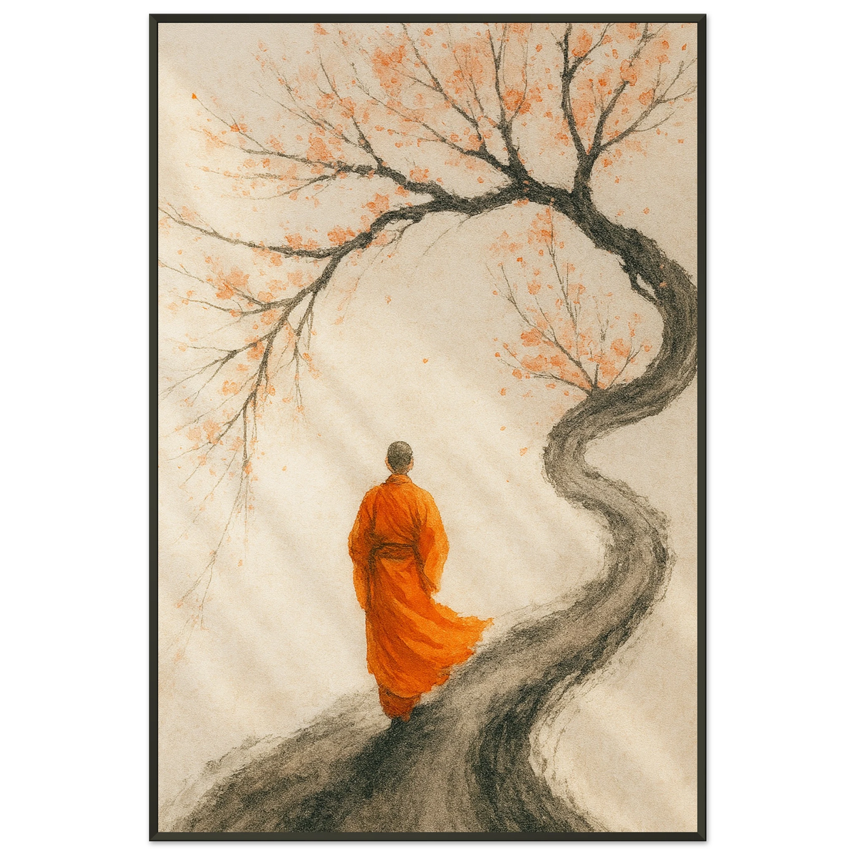 Monk’s Journey – Peaceful Path Metal Framed Poster Gift - - Metal Framed Posters