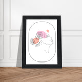 Ethereal Blossom Muse - Framed Line Art Poster - - Wooden Framed Posters