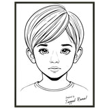 Innocence in Line Art - Framed Portrait of Childhood - 45x60 cm 18x24″ - Framed Posters